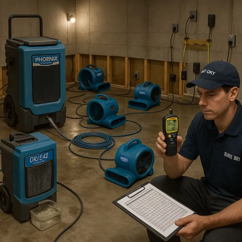 Structural Drying and Dehumidification process in Waldon, CA